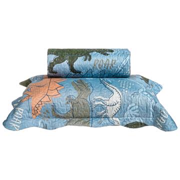 kit cobreleito solteiro 2pçs roar bene casa dino