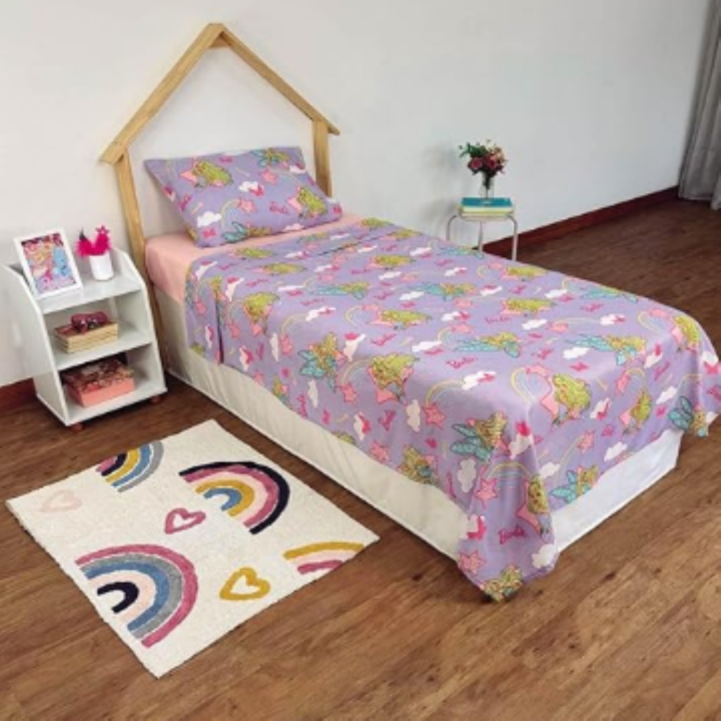 JOGO DE LENÇOL SOLTEIRO BARBIE  2PÇS LEPPER