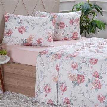 JOGO DE LENÇOL SOLTEIRO 150 FIOS BLUMEN 3PÇS BENE CASA