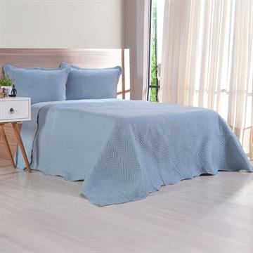 KIT COBRELEITO QUEEN LISSE BRUMA AZUL R 3PÇS BENECASA