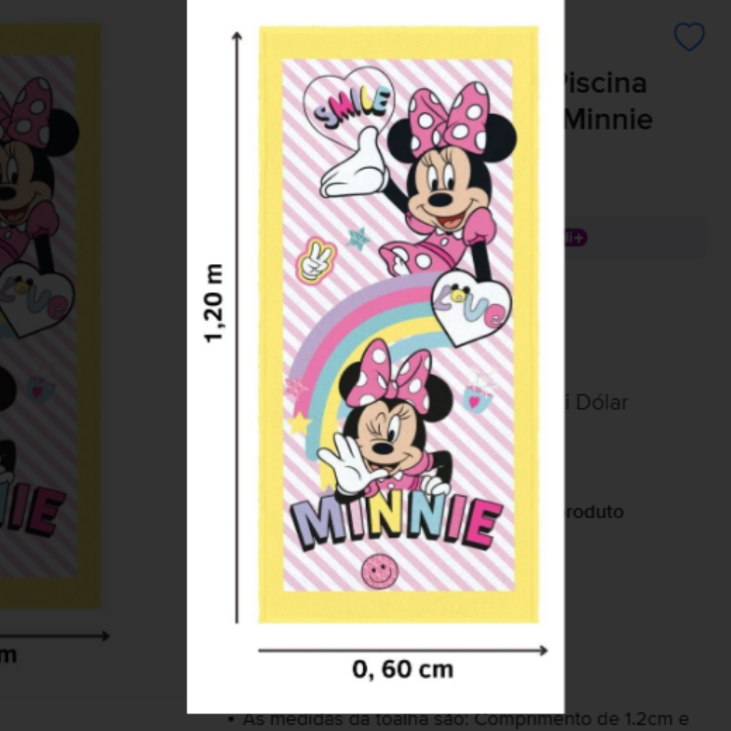 TOALHA DE BANHO MINNIE LEPPPER 60CM X120 CM.