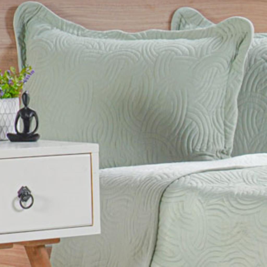 KIT COBRELEITO SOLTEIRO LISSE VERDE MENTA  R 2PÇS BENE CASA
