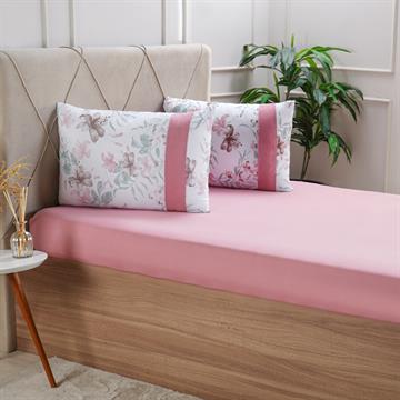 JOGO DE LENÇOL SOLTEIRO MALHA 2PÇS ROSA BELLA CAMA