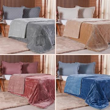 EDREDOM QUEEN PLUSH BICOLOR LISO SORTIDO BENE CASA