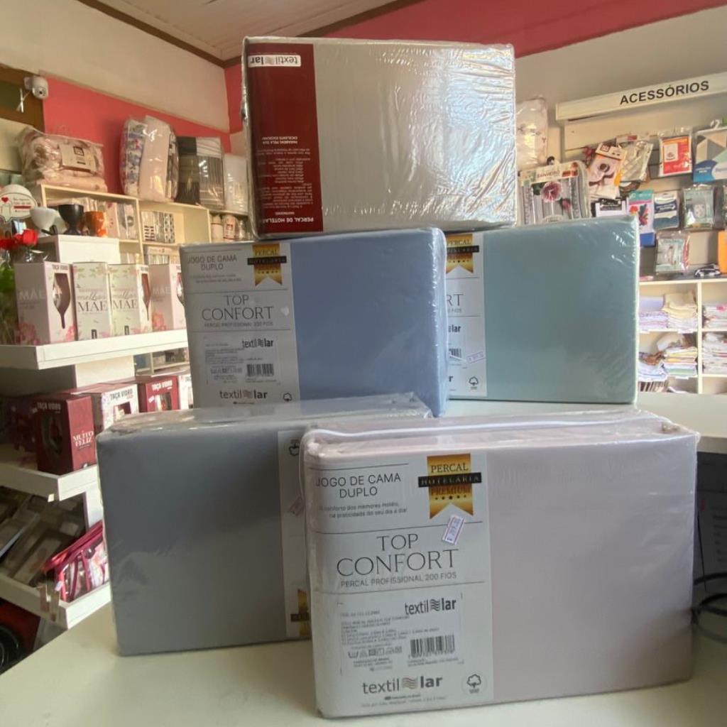 JOGO DE LENÇOL QUUEN 200 FIOS PERCAL CONFORT 4PÇS  TEXTIL LAR