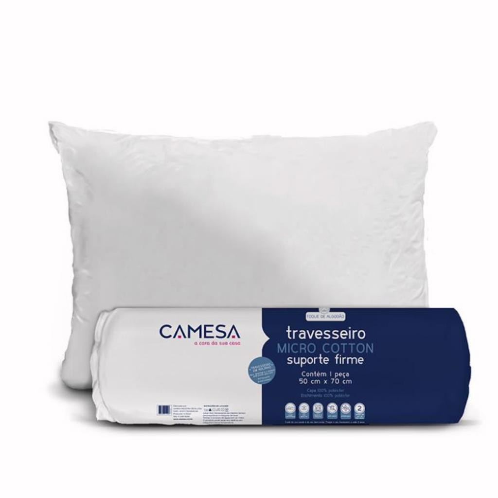TRAVESSEIRO MICRO COTTON ROLINHO SUP FIRME 50X70CM CAMESA 0125