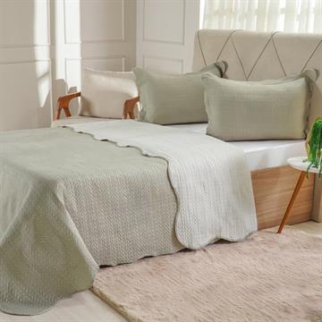 COBRE LEITO KING LISSE 3PÇS VERDE MENTA  BENE CASA