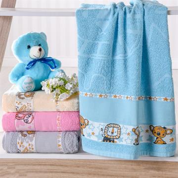 TOALHA DE BANHO INFATIL CARINHO AZUL BORDADO CRUZ 360G/M²