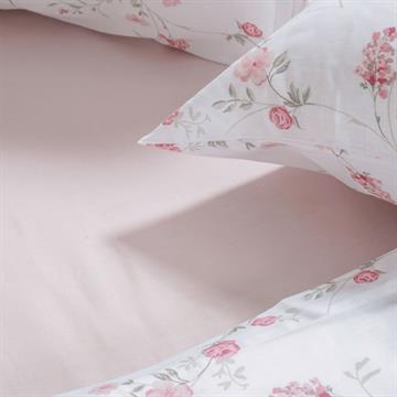 JOGO DE LENÇOL CASAL 150 FIOS 4 PÇS AMELIE BENE CASA BRANCO C ROSINHA