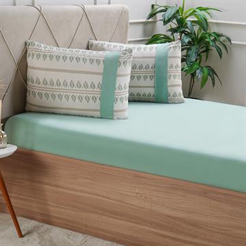 JOGO DE LENÇOL CASAL MALHA 3PÇS VERDE 125G/M²  BELLA CAMA