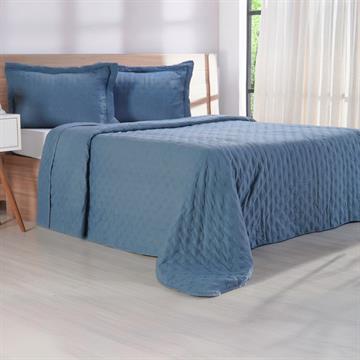 KIT COLCHA CASAL MIRAGGIO AZUL COBALT TESSI