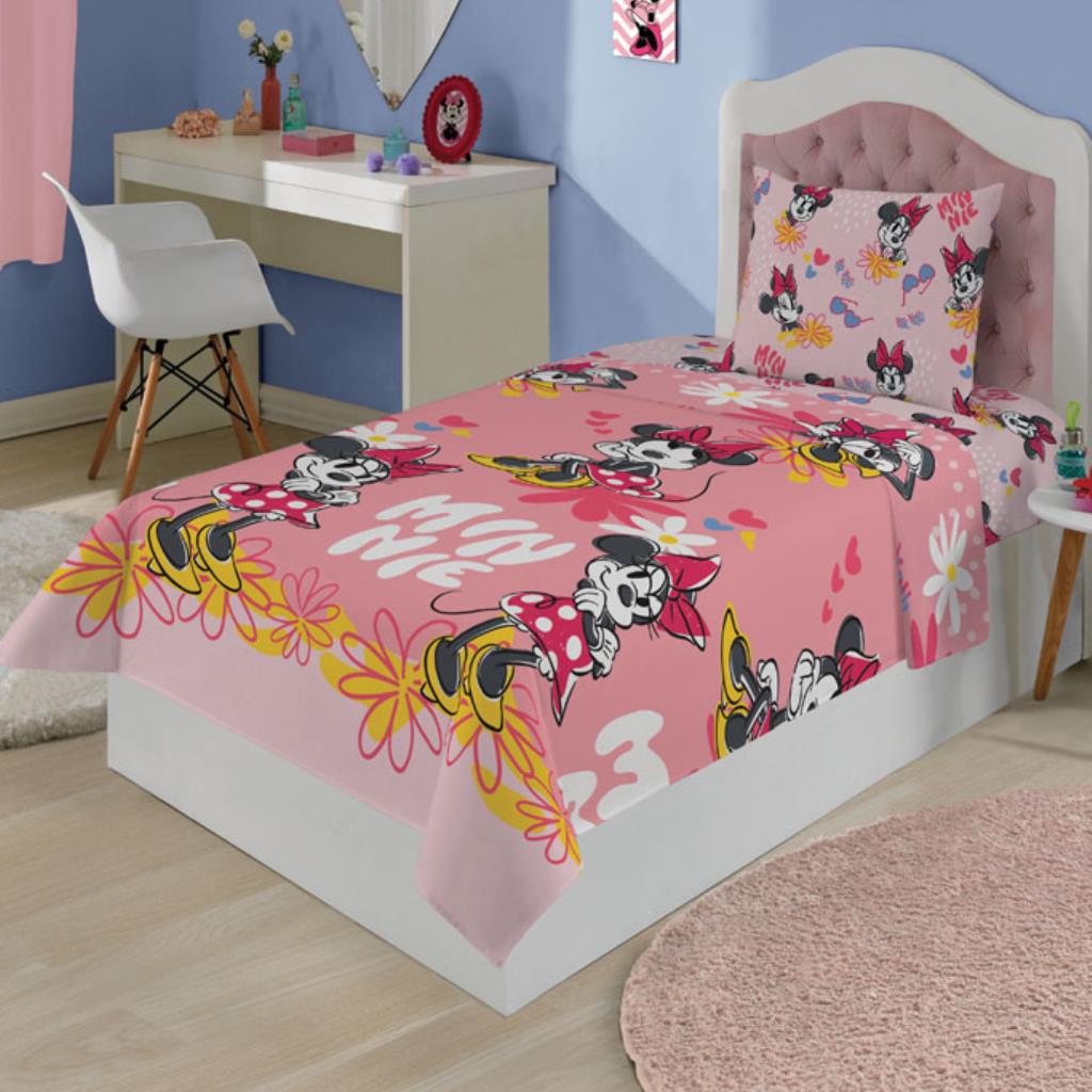 JOGO DE LENÇOL solteiro  MINNIE 2PÇS LEPPER