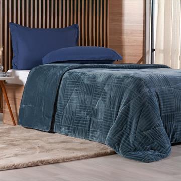 EDREDOM KING PLUSH SENSE AZUL COBALT BENE CASA