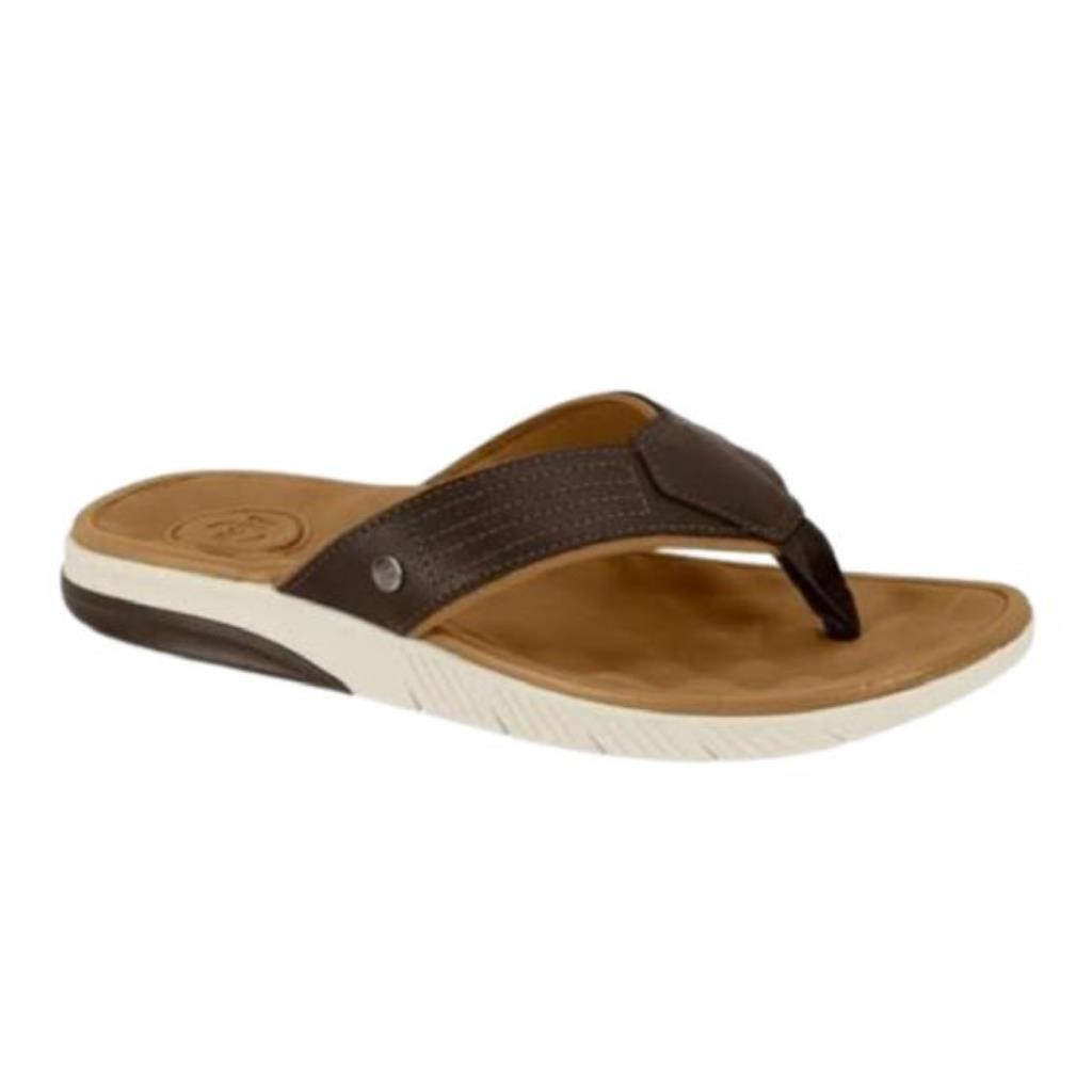Chinelo Masculino de Couro BR Sport (MARROM/CARAMELO)