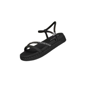 PAPETE FEMININA DE SALTO ALTO E STRASS (PRETO)