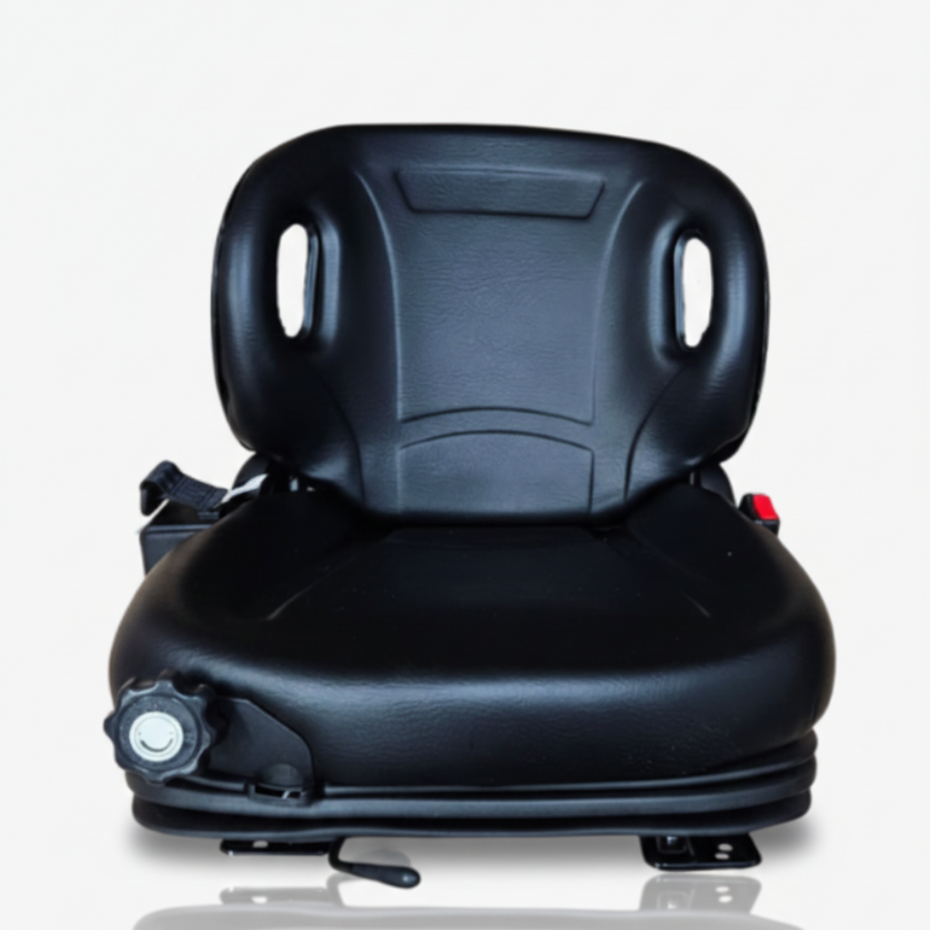 BANCO OPERADOR EMPILHADEIRA COM TRILHO, CINTO, RECLINÁVEL, REGULAGEM PESO, SUSPENSÃO E SENSOR