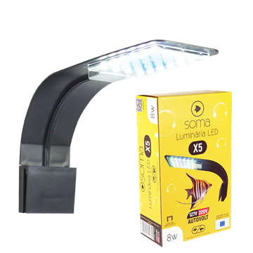 SOMA LUMINARIA LED X5 PRETA 8W LED BRANCO/AZUL AUTOVOLT