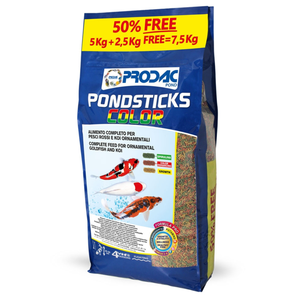 PRODAC RAÇÃO PONDSTICKS CARPA COLOR 5KG + 2,5KG FREE (7,5KG)