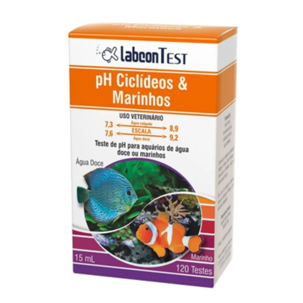 LABCON TESTE PH CICLÍDEOS E MARINHOS 19ML 120 TESTES
