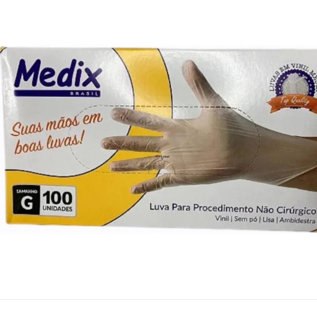 LUVA MEDIX / VINIL/ SEM PÓ / LISA / TAM G