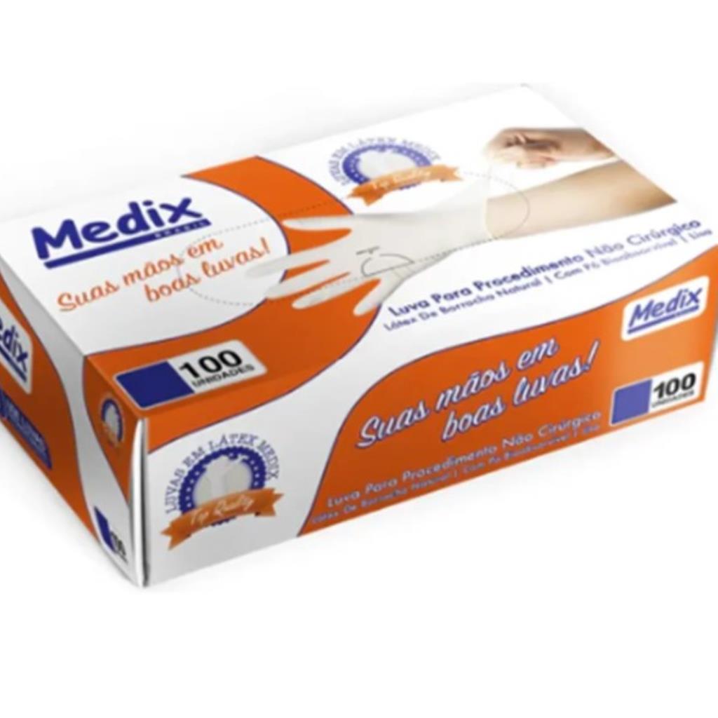 LUVA MEDIX / LÁTEX DE BORRACHA NATURAL / COM PÓ BIOABSORVÍVEL / TAM G