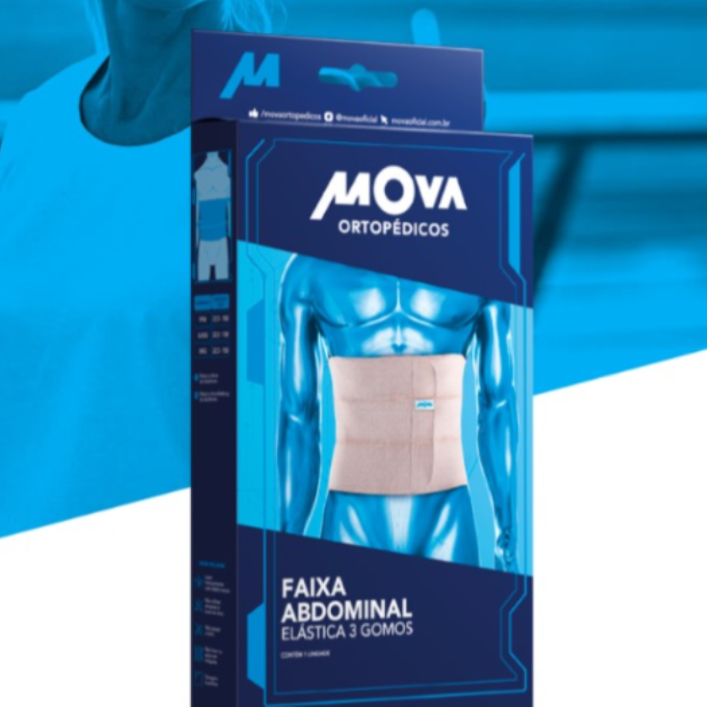 FAIXA ABDOMINAL ELASTICA 3 GOMOS - FLEX - MOVA - TAM XGG