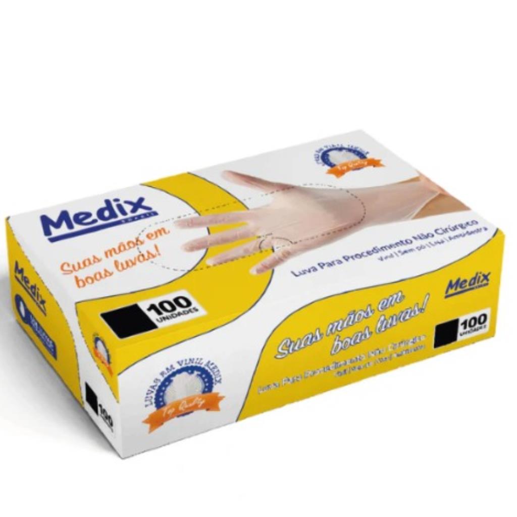 LUVA MEDIX / VINIL / SEM PÓ/ LISA / TAM M
