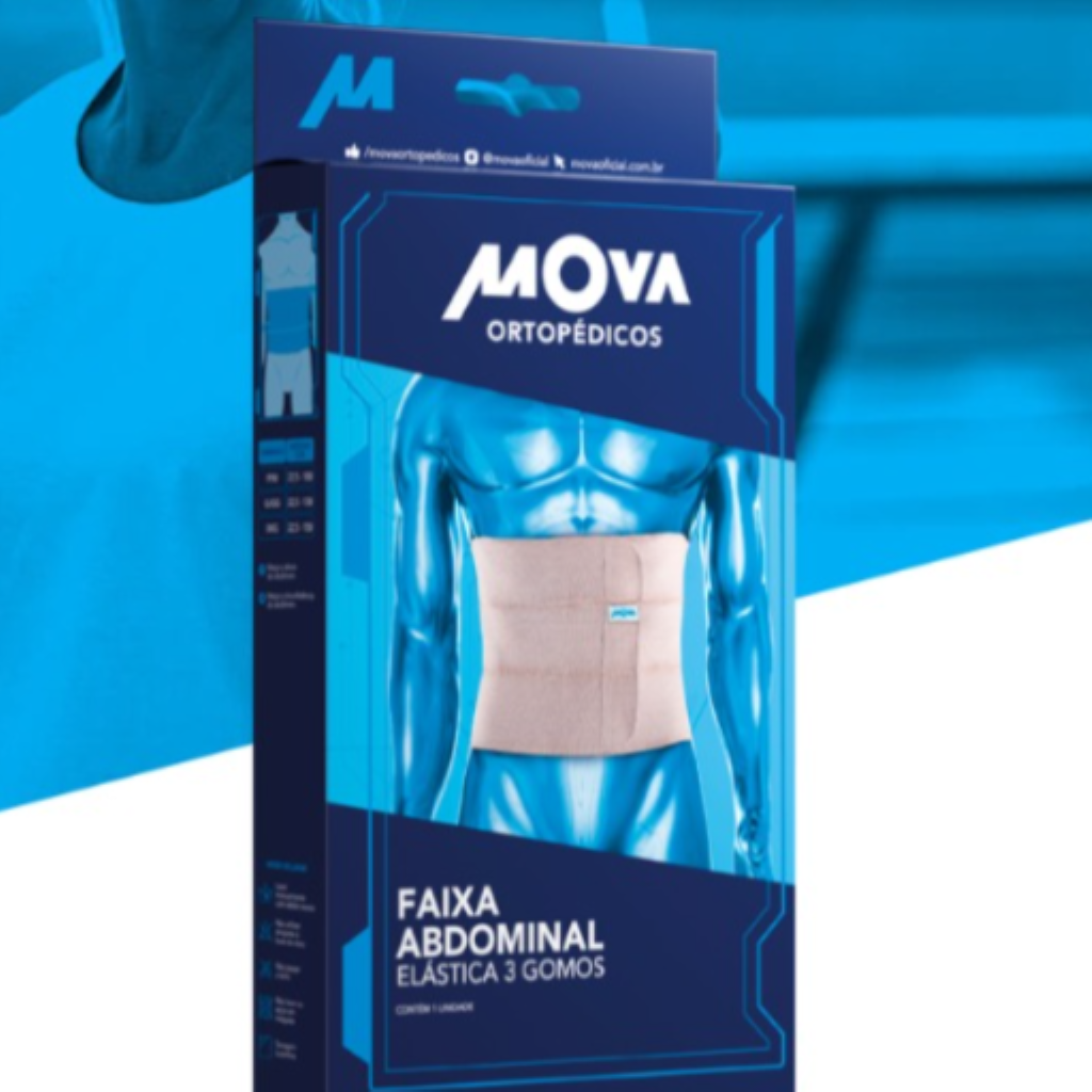 FAIXA ABDOMINAL ELASTICA 3 GOMOS - FLEX - MOVA - TAM P/M