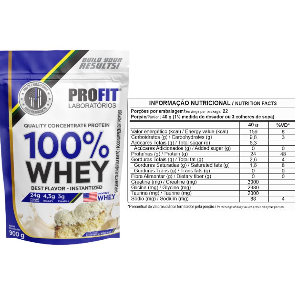 100% WHEY CONCENTRATE LEITE NINO REFIL 900G PROFIT