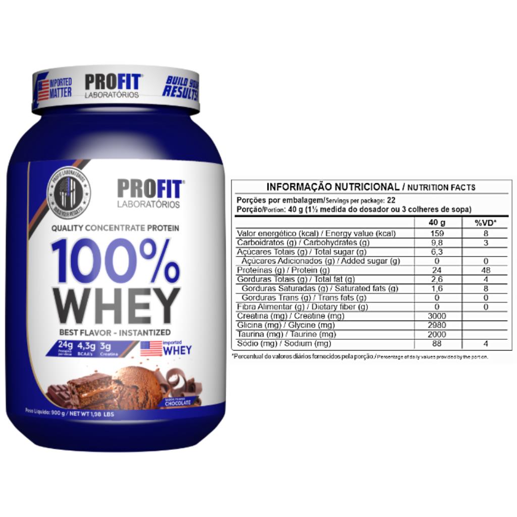 100% WHEY CHOCOLATE POTE 900G PROFIT