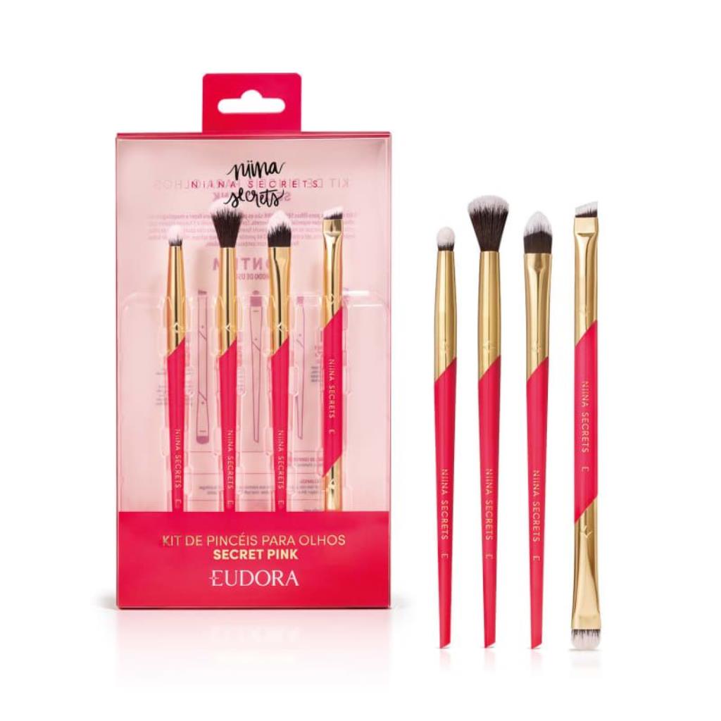 Kit de pinceis para olhos secret pink Nina Secrets