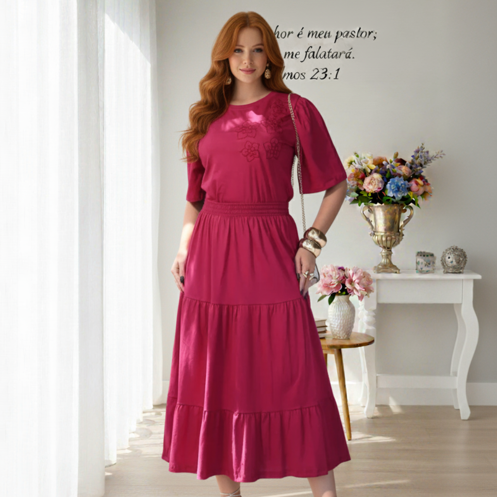 Conjunto Michele - Algodão Bordada