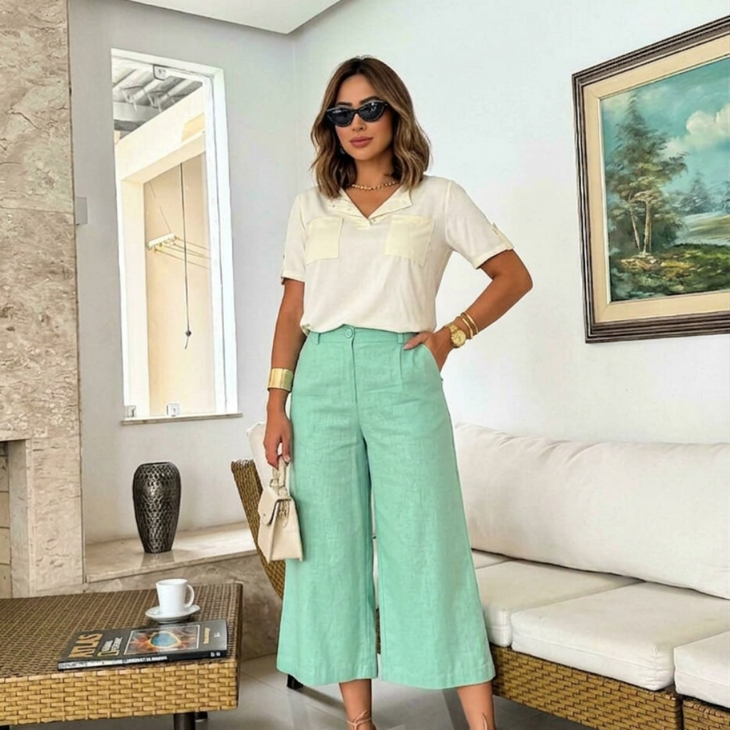 Calça Rizpa - Pantacourt Marrant - Viscose