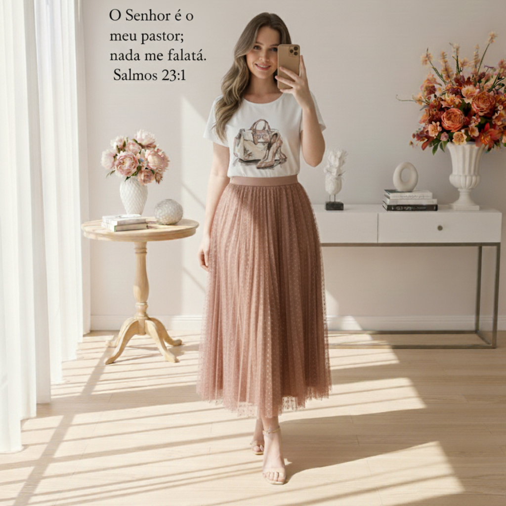 Conjunto Esther - Crepe Plissado em Tule