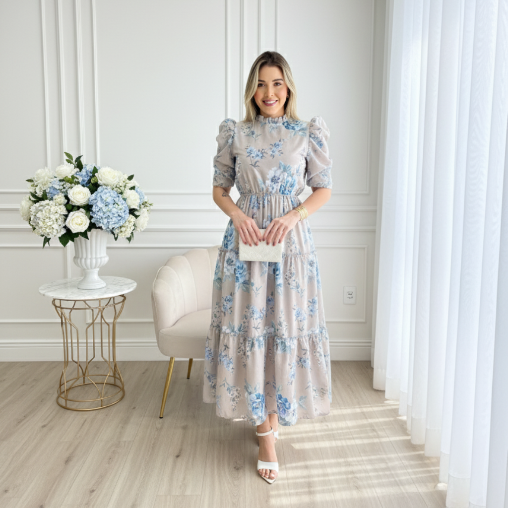 Vestido Margarida Floral - Microfibra