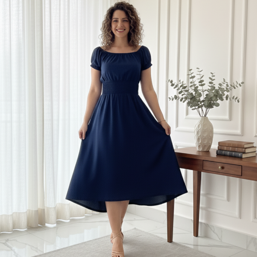 Vestido Amanda -  Jeans com Lastek