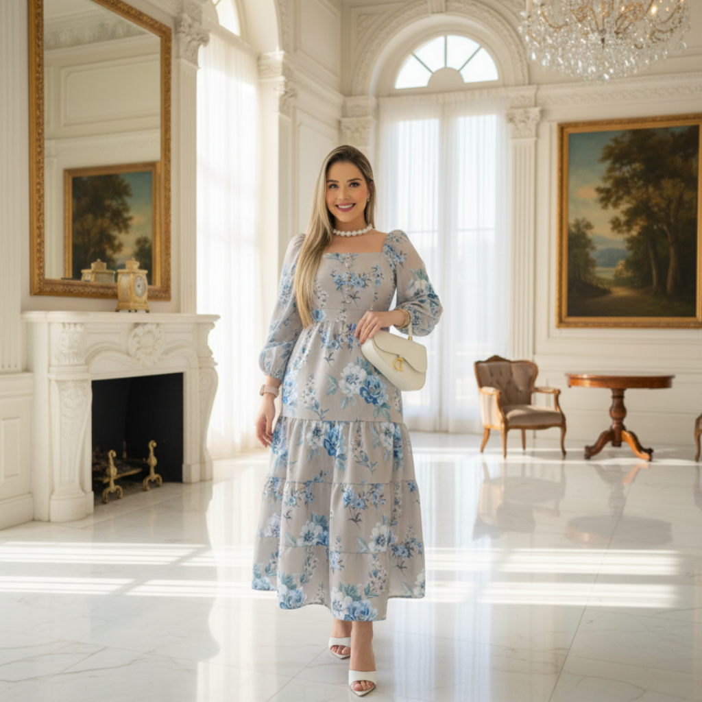 Vestido Nicole - Microfibra  Floral