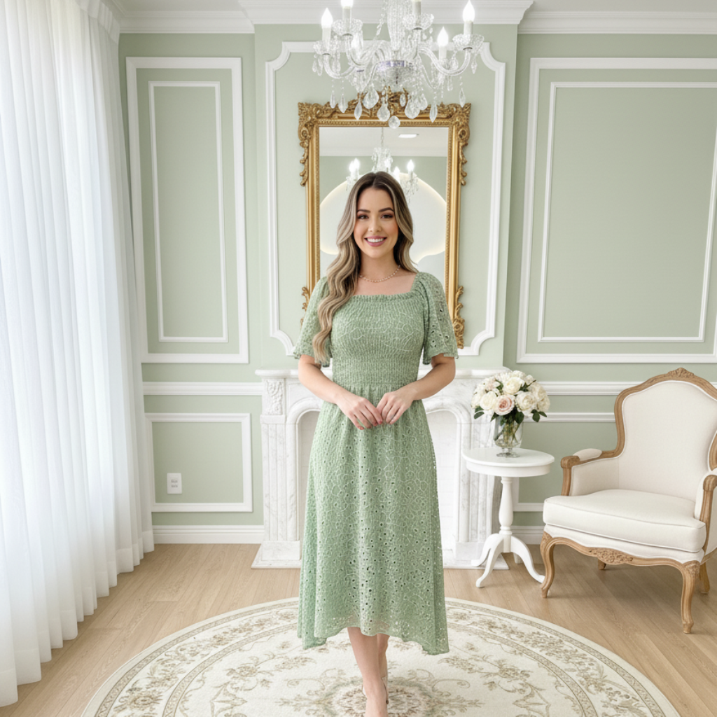 Vestido Taty - Algodão - Laise Bordado