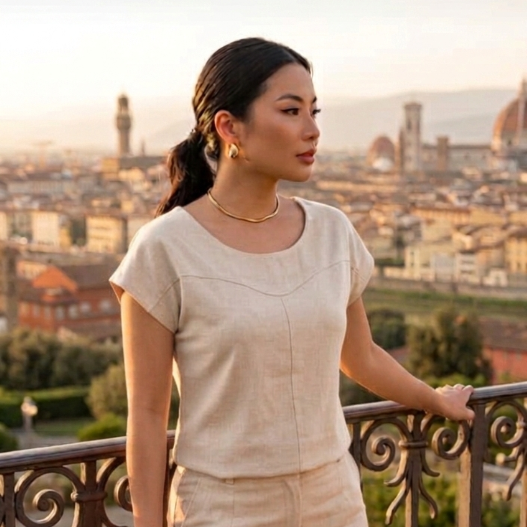 Blusa Manu - Linho com elastano