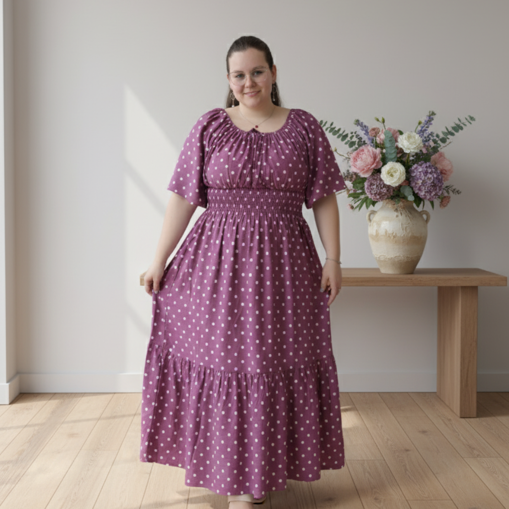 Vestido Carmela - Plus Size /Poá - Viscolinho