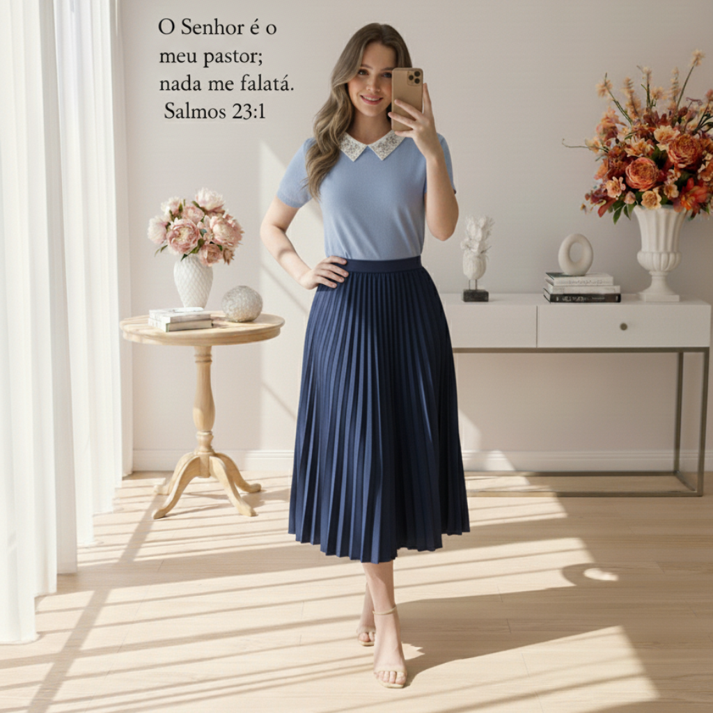 Blusa Lara - Modal com Gola Pedrarias