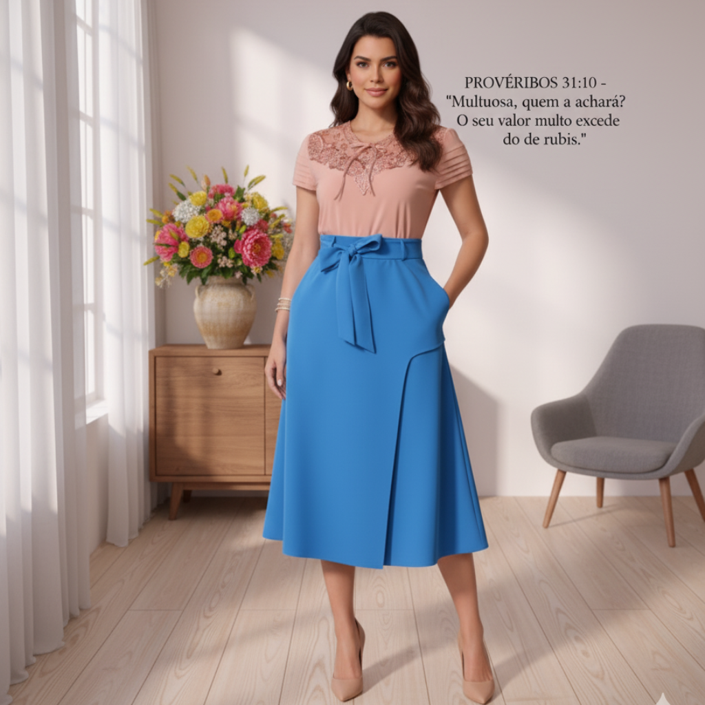 Blusa Madalena - Crepe Seda Renda