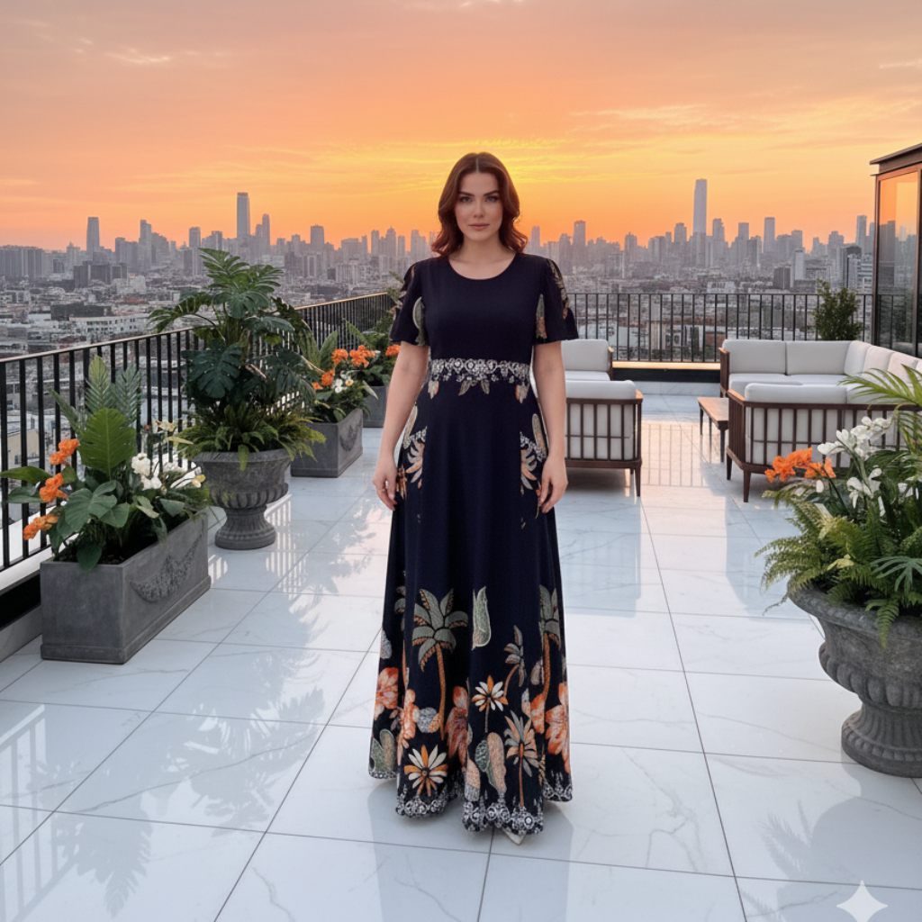 Vestido Chloe - Crepe Duna/ Estampado