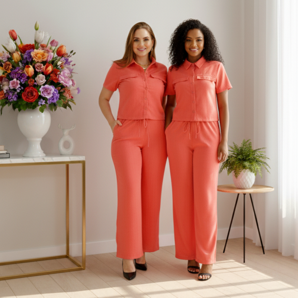 Conjunto Cecilia -  Alfaiataria Crepe premium com manga