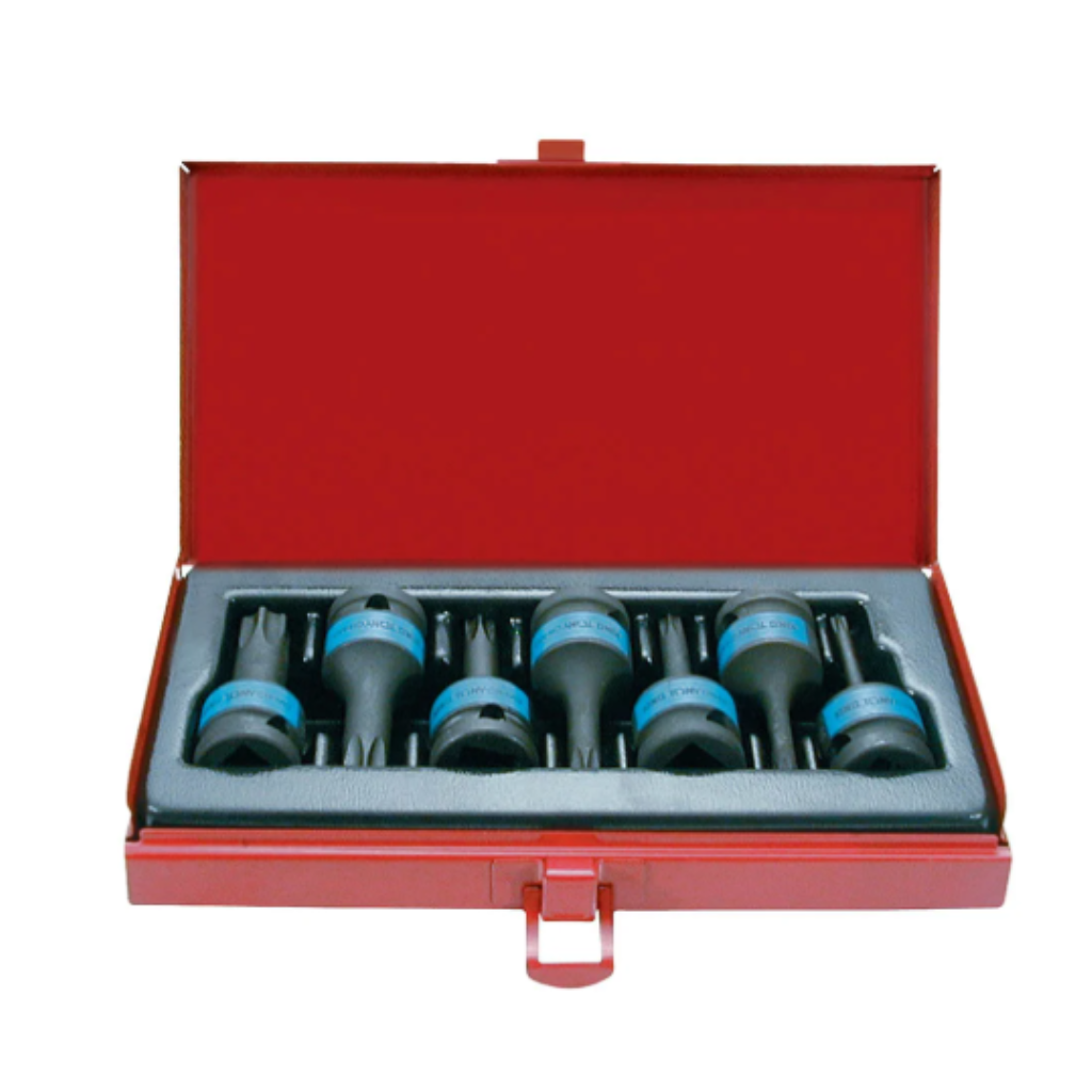 Jogo de chave soquete de impacto hexalobular com 7 peças - 1/2" (TORX)