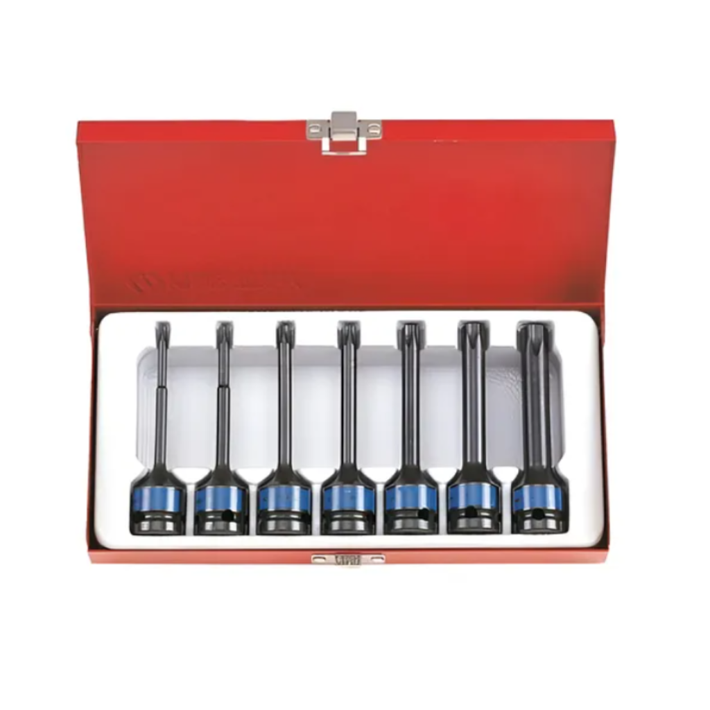 Jogo de chave soquete de impacto hexalobular longa com 7 peças - 1/2"(TORX)