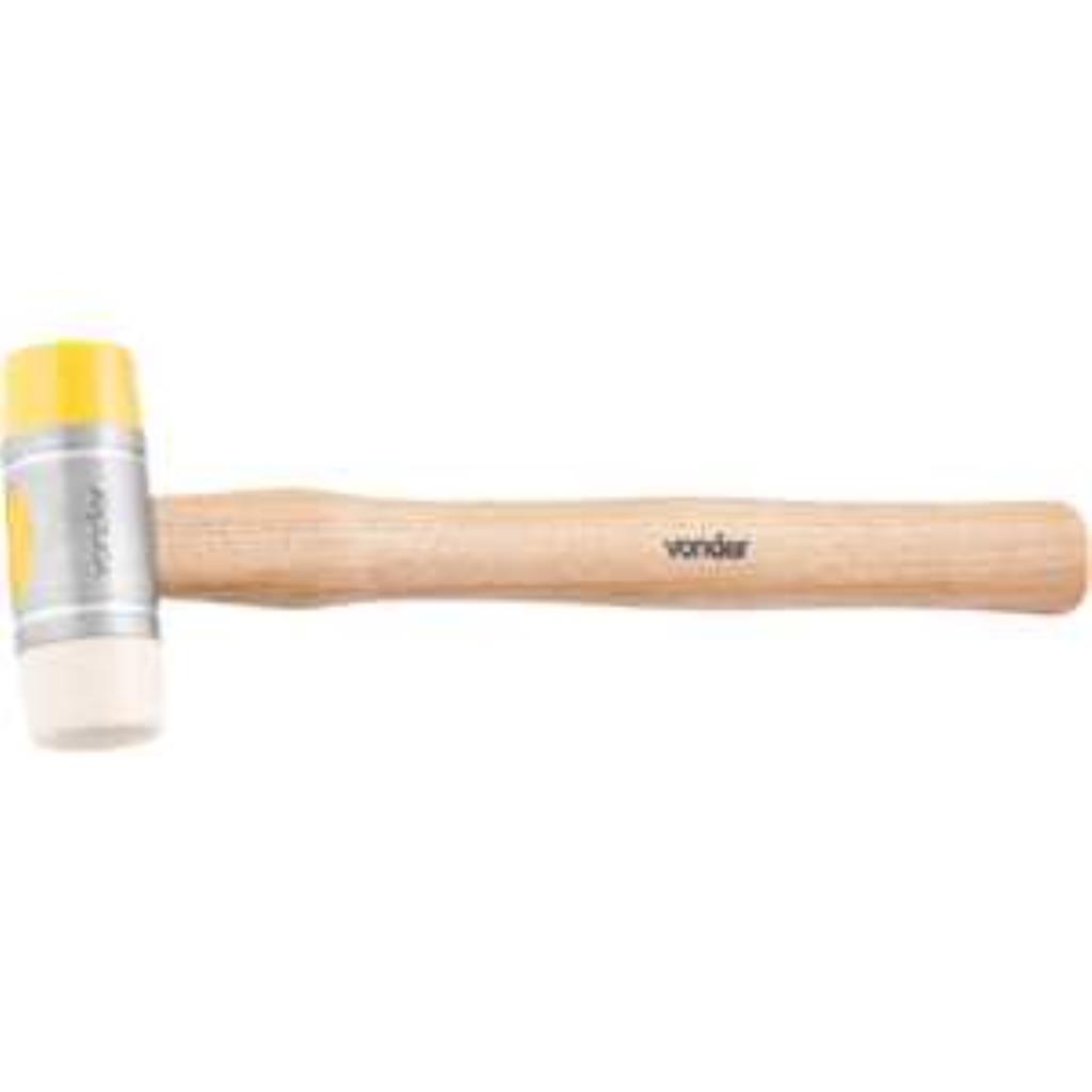 Martelo 28 mm, borda intercambiável, nylon/poliuretano, cabo em madeira