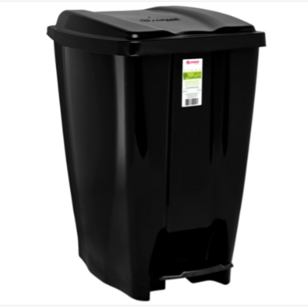 LIXEIRA JAGUAR PRETO C/PEDAL ECO 40LT