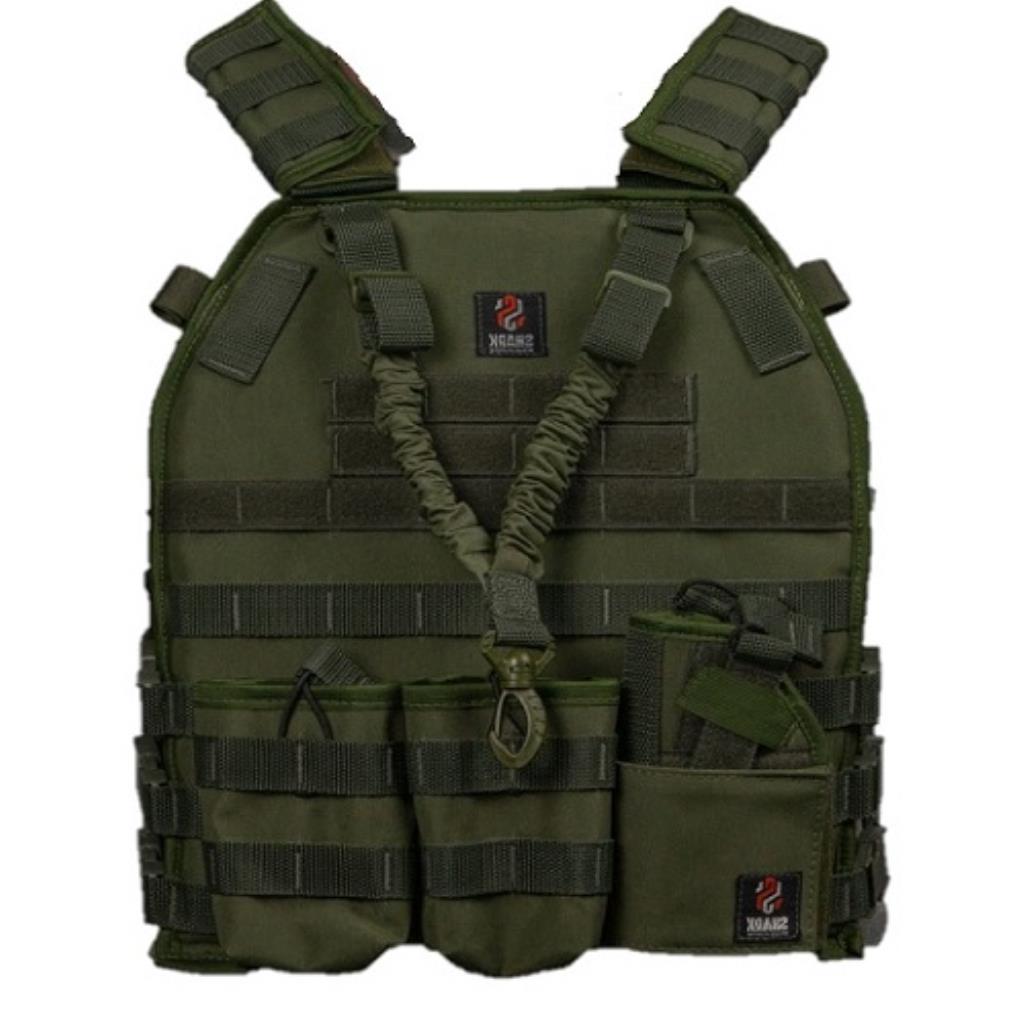 COLETE PLATE VERDE MODULAR COMPLETO + 5 ACESSÓRIOS MOLLE – SHARK