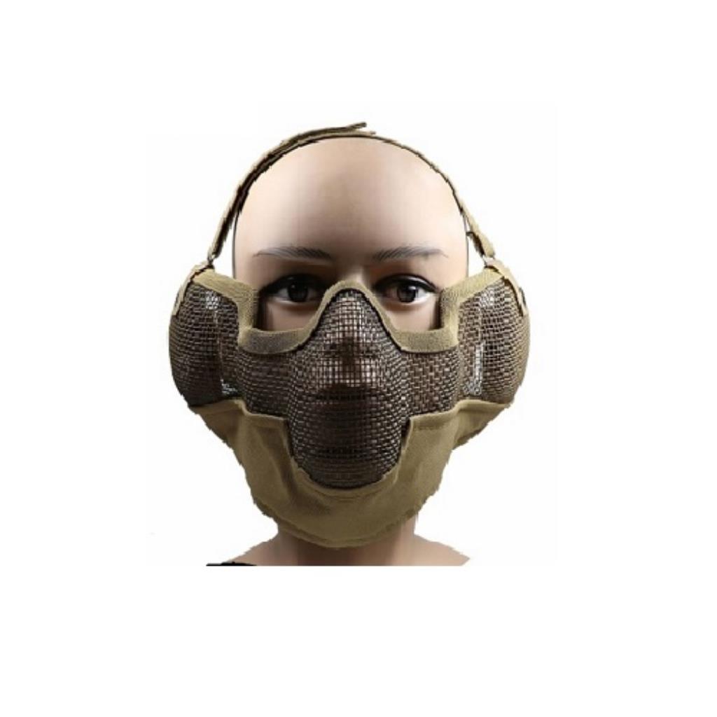 Mascara De Metal Airsoft Com Tela Meia Face Tan- Nautika